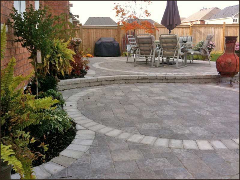 interlocking brick backyard patio circular design