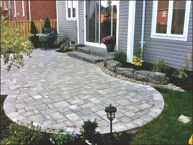 backyard with curved patio stones